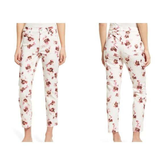 NYDJ Womens Sz 12 Bonnieux Floral-Print Sheri Slim Released-Hem Ankle Jeans $119 - Picture 10 of 10